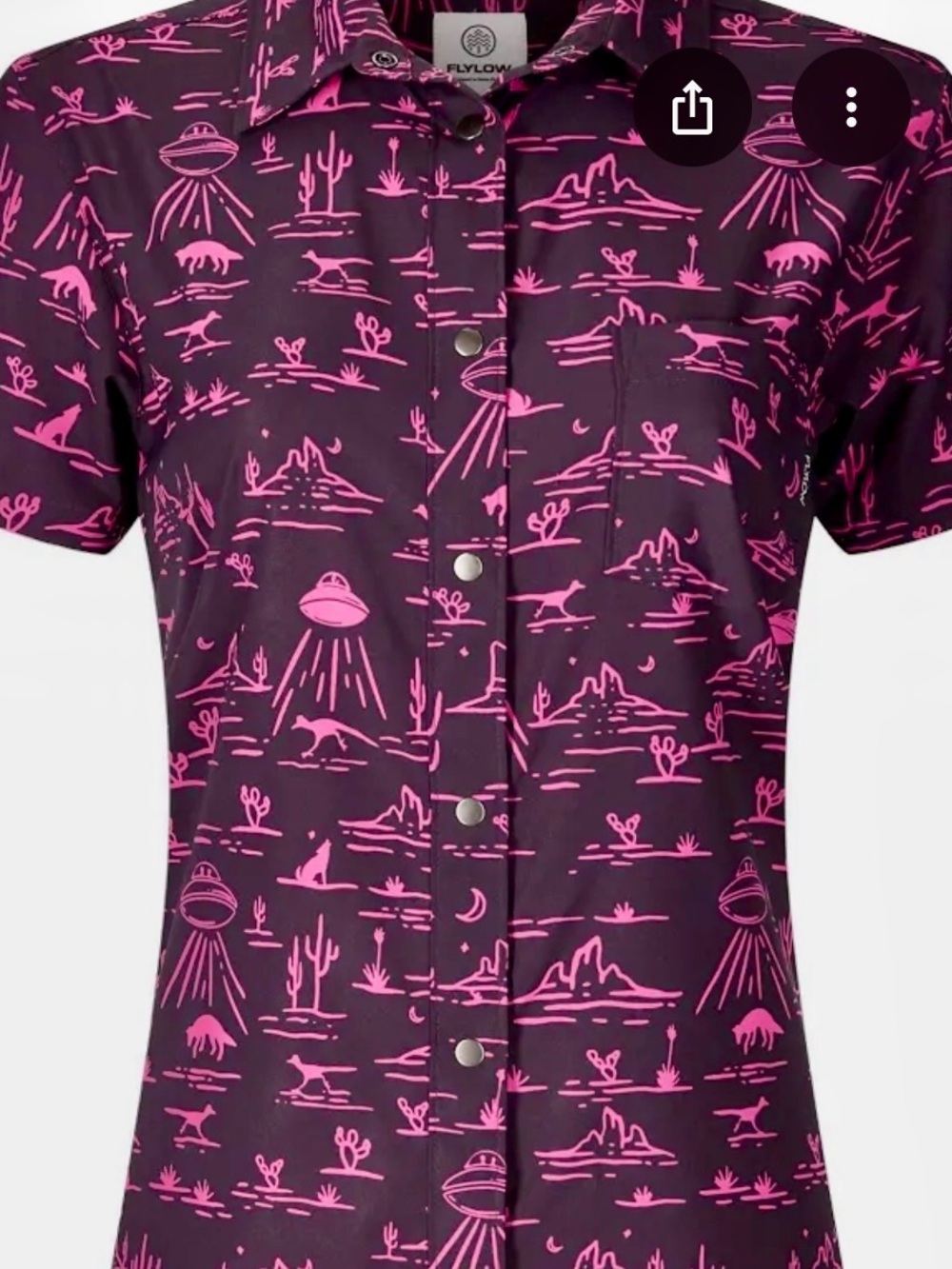 FlyLow Anderson Short Sleeve Shirt with Neon Pink Desert UFO Print